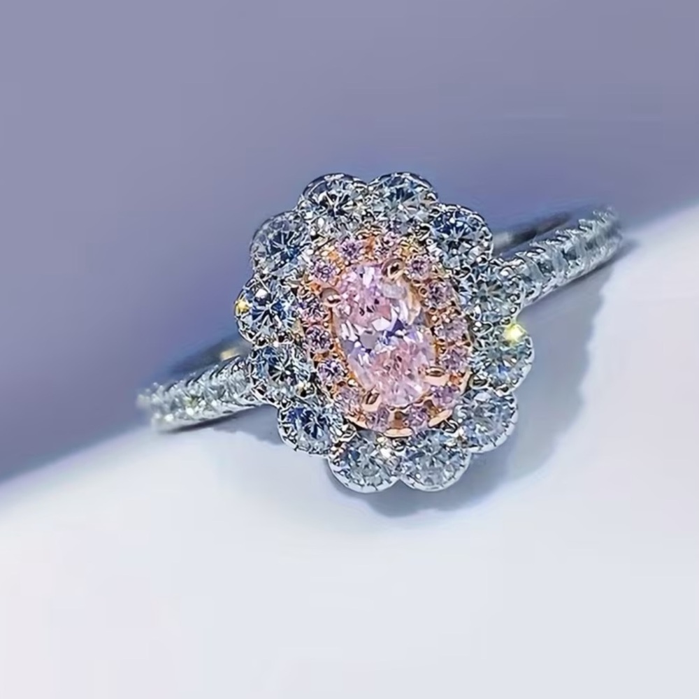 🆕 Beautiful Pink Moissanite Gemstone and Silver Engagement Band Ring - SIZE 7 - Picture 4 of 17